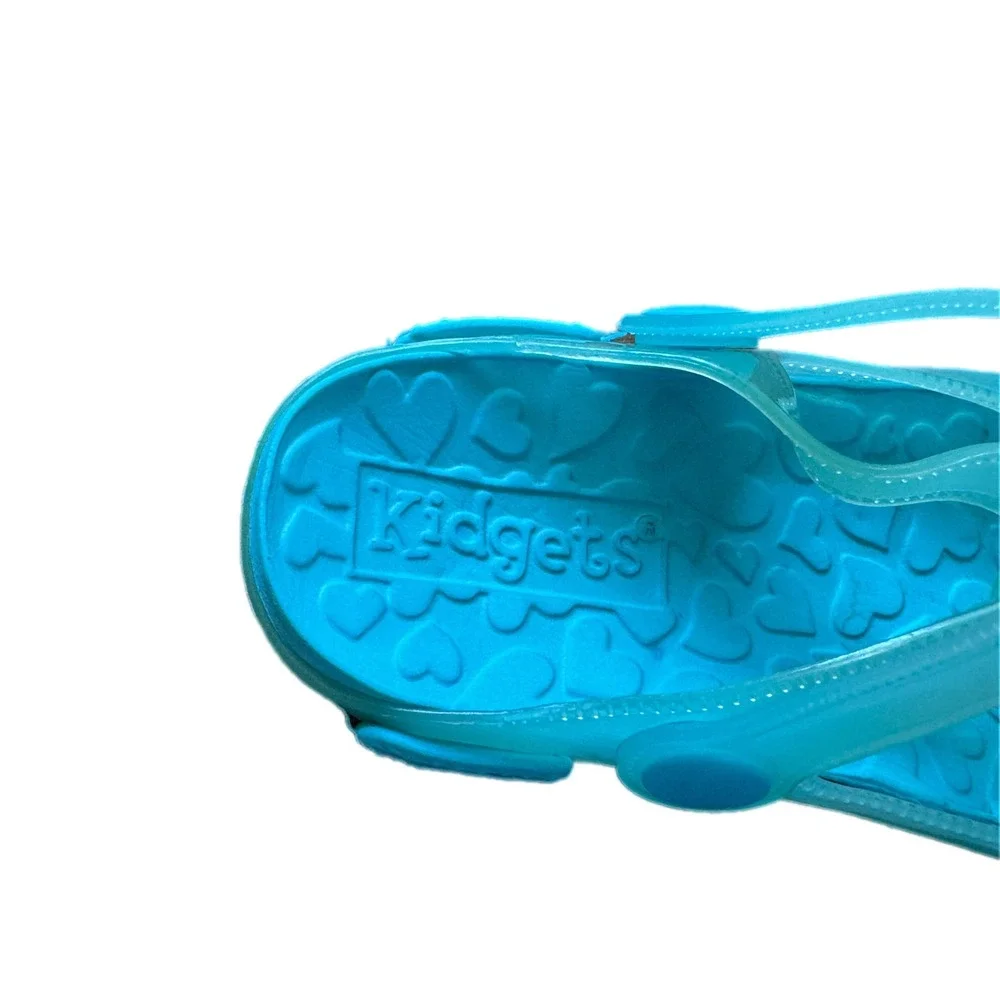 Kidgets Jelly Mary Jane Kids Size 9 Turquoise Excellent Heart Cutout Water Shoes
